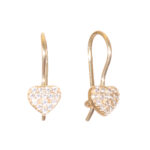 Χρυσά Σκουλαρίκια Κρεμαστά Κ14 με Ζιργκόν Σε Σχήμα Καρδιά