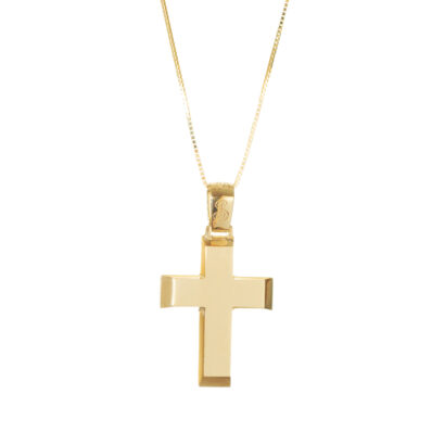 Χρυσός Σταυρός Ανδρικός Λουστρέ Κ14