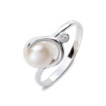 Λευκόχρυσο Δαχτυλίδι Κ14 Με Μαργαριτάρι