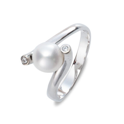 Λευκόχρυσο Δαχτυλίδι Κ14 Με Μαργαριτάρι