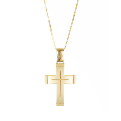 Χρυσός Σταυρός Ανδρικός Λουστρέ Κ14
