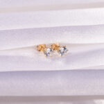 Σκουλαρίκια Χρυσά Στρογγυλά Κ14 Με Πέτρες Ζιργκόν