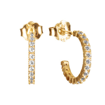 Χρυσά Σκουλαρίκια Κρίκοι Με Πέτρες Ζιργκόν Κ14 Νο2