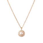 Χρυσό Μενταγιόν Κ14 Με Μαργαριτάρι Και Πέτρες Ζιργκόν