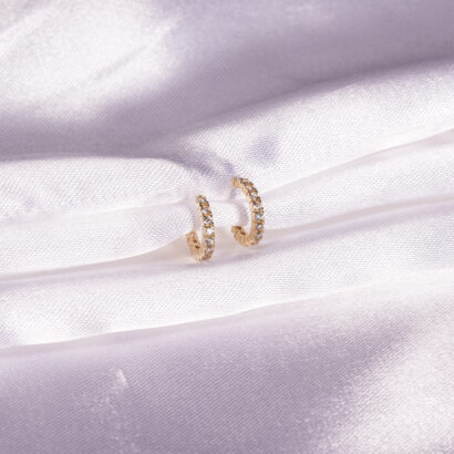 Χρυσά Σκουλαρίκια Κρίκοι Με Πέτρες Ζιργκόν Κ14 Νο1