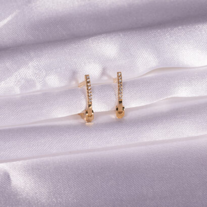 Χρυσά Σκουλαρίκια Κουμπωτά Με Πέτρες Ζιργκόν Κ14